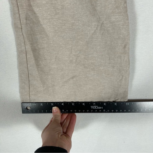 Jason Wu Wide Leg Linen Pants Womens 2 Beige High Rise Crop Braided Detail - Picture 11 of 12